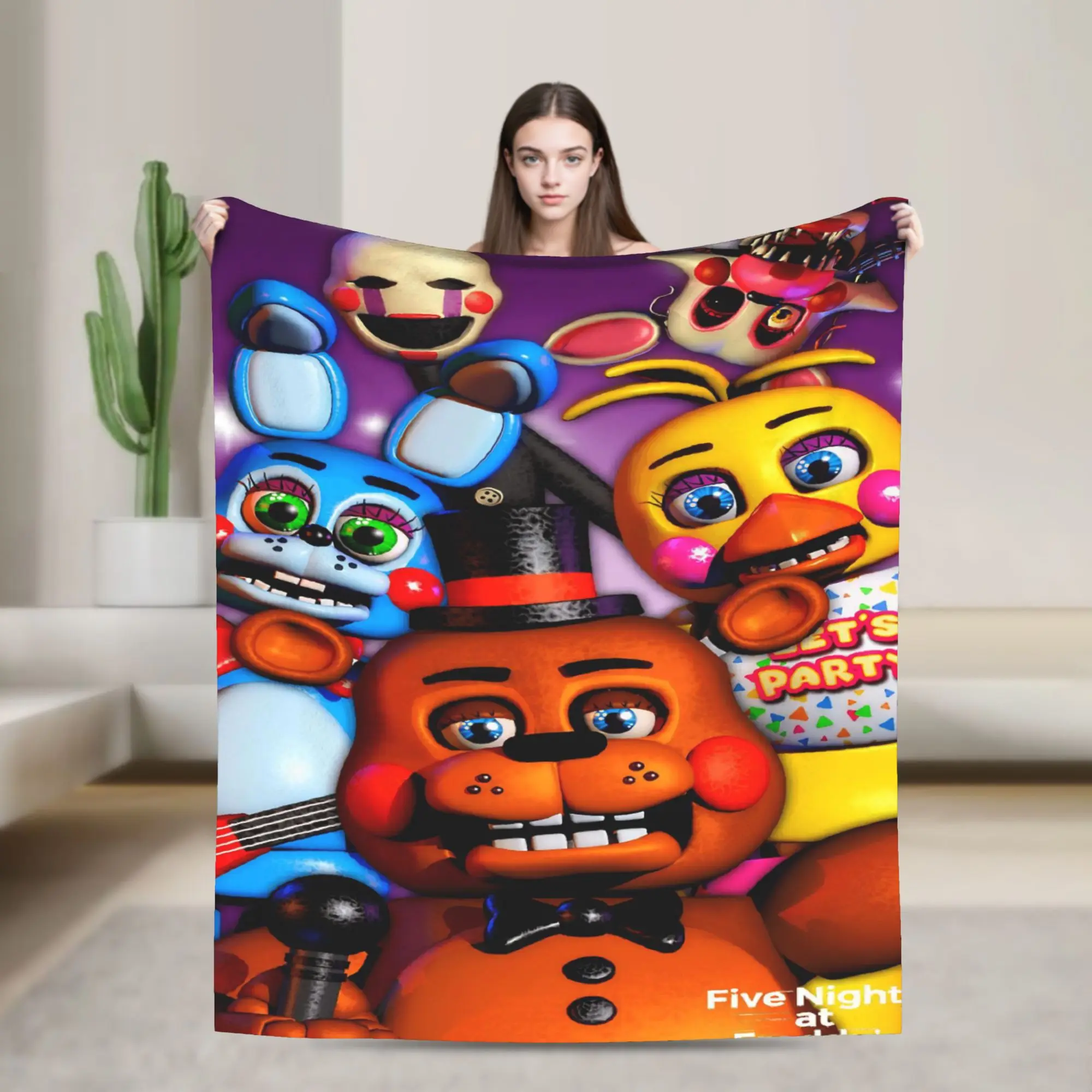 FNAF At Freddys Bonnie Blankets Game Airplane Travel Flannel Bedding Throws For Couch Chair Warm Custom Quality Bedspread Gift