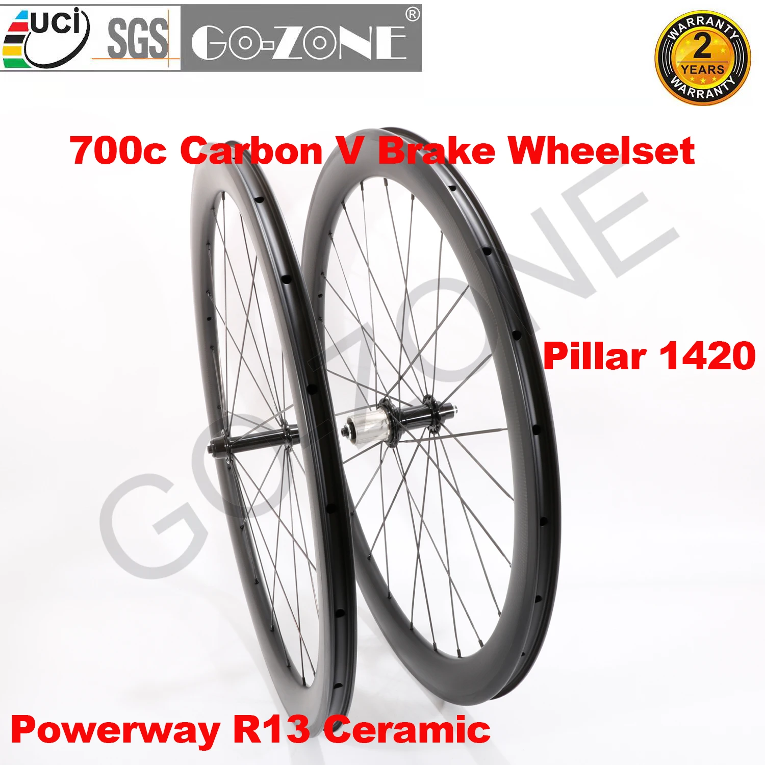 

Ceramic Hubs V Brake 26mm Carbon 700c Wheelset Clincher Tubeless Strong And Sturdy PowerwayR13 Pillar 1420 Road Rim Brake Wheels