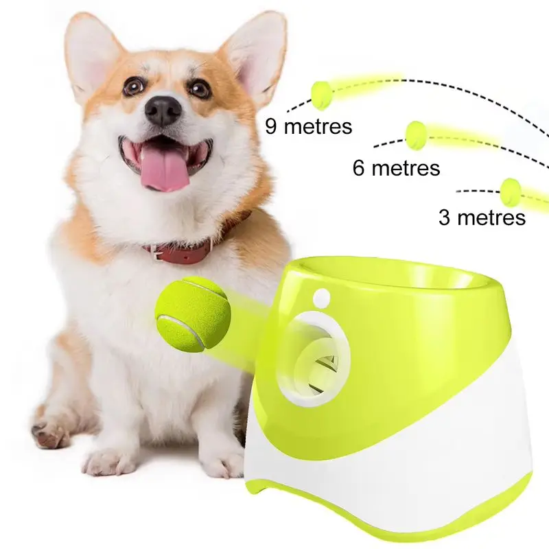 

Pet Prime Automatic Dog Ball Thrower Launcher Interactive Dog Fetch Machine With 3 2 Inch Tennis Balls For Indoor Outdoor Game