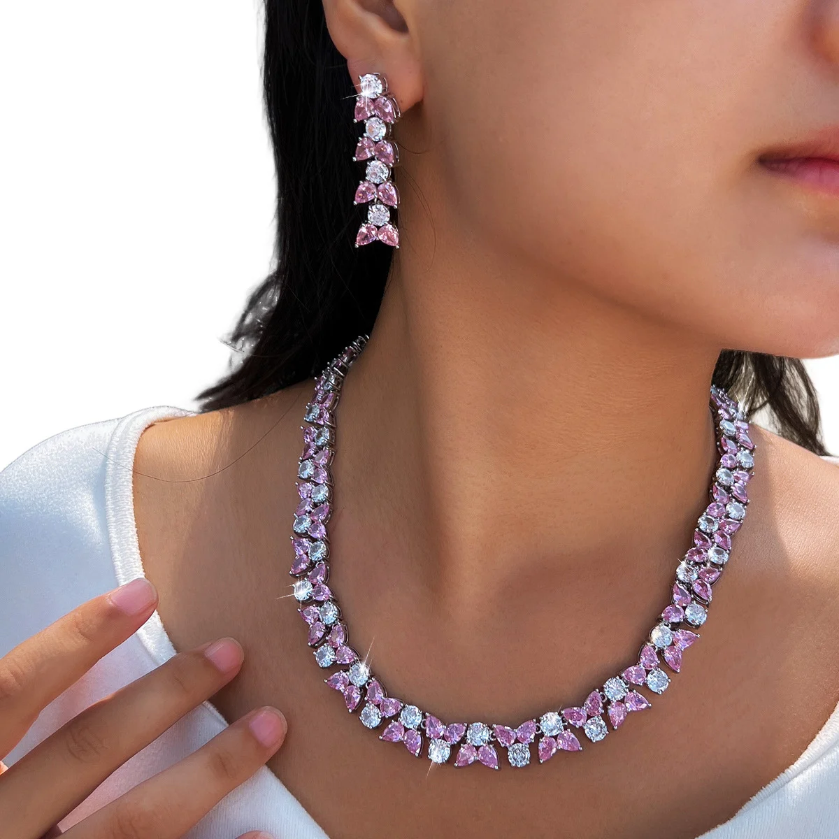bridal-sparkling-cubic-zirconia-choker-necklace-matching-earrings-formal-occasion-jewelry-set-wedding-party-fashion-accessories