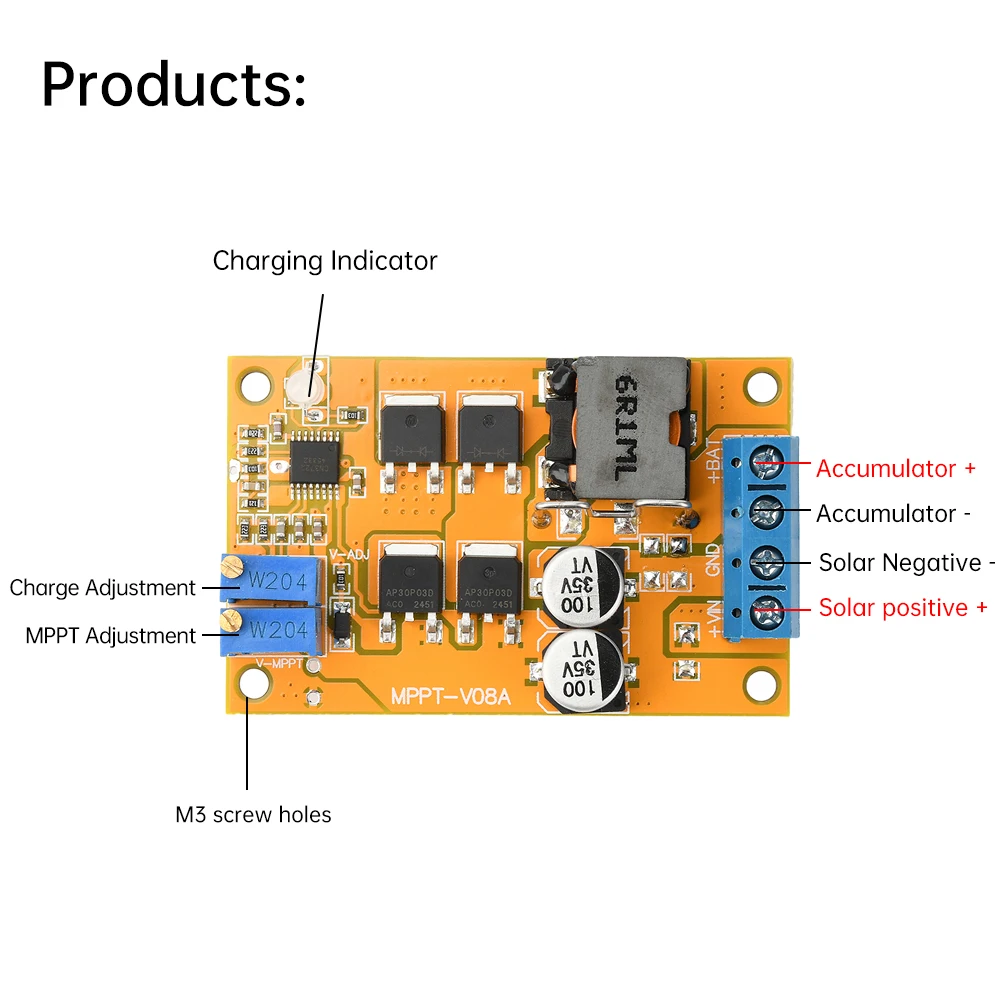 DC8-28V 5A 100W MPPT Solar Panel Charge Controller Auto Switch Charging Regulator Controller Protection Board Efficiency 95%