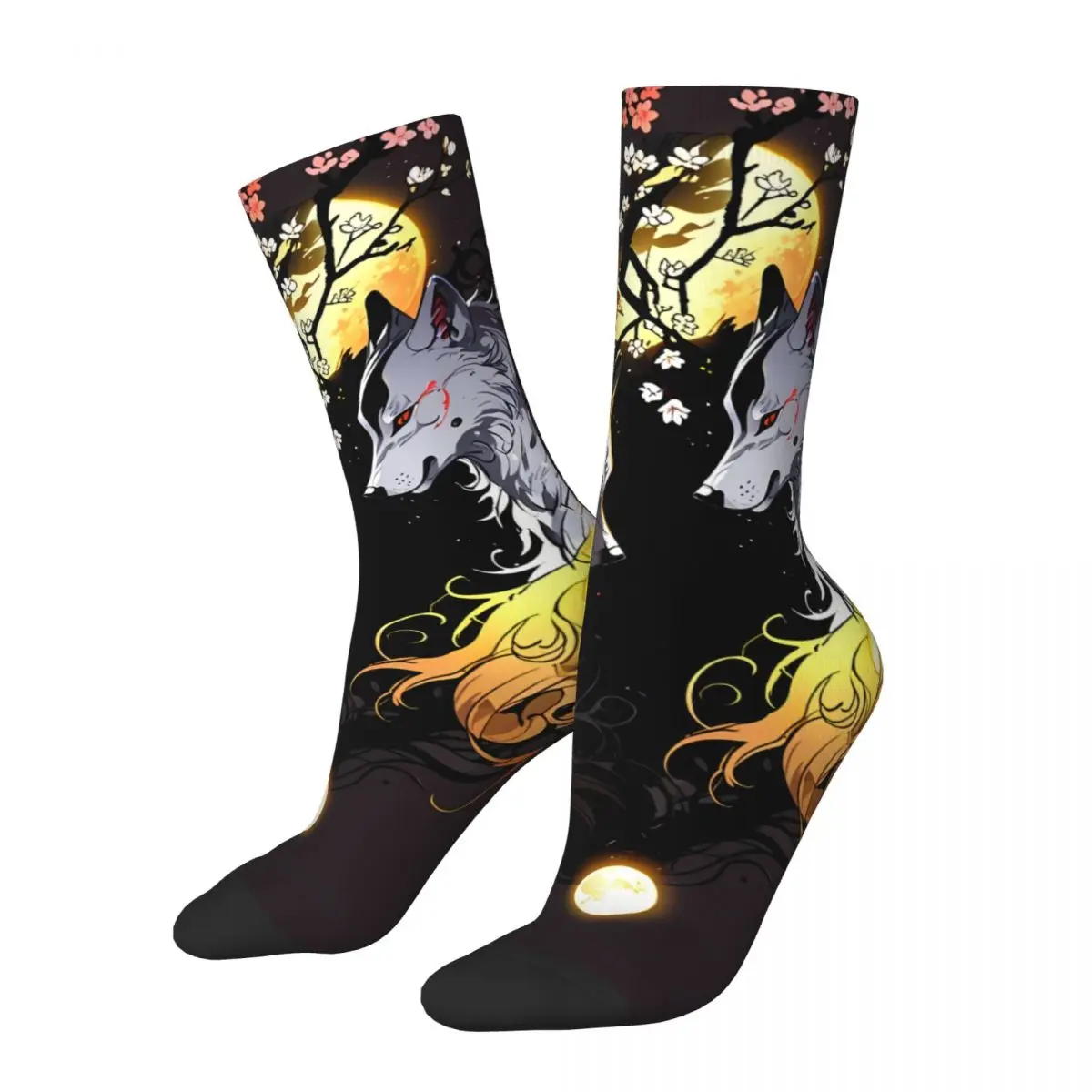 Double Fox Under The Moon Sock Printed Man Polyester