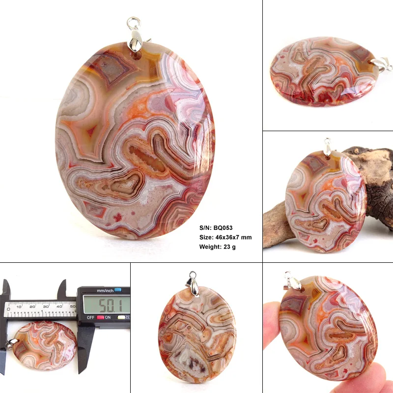 Women Men Fashion Jewelry Pendant Necklaces With Chain Wholesale Natural Crazy Lace Rosetta Agate Stone for Jewelry Making BK650