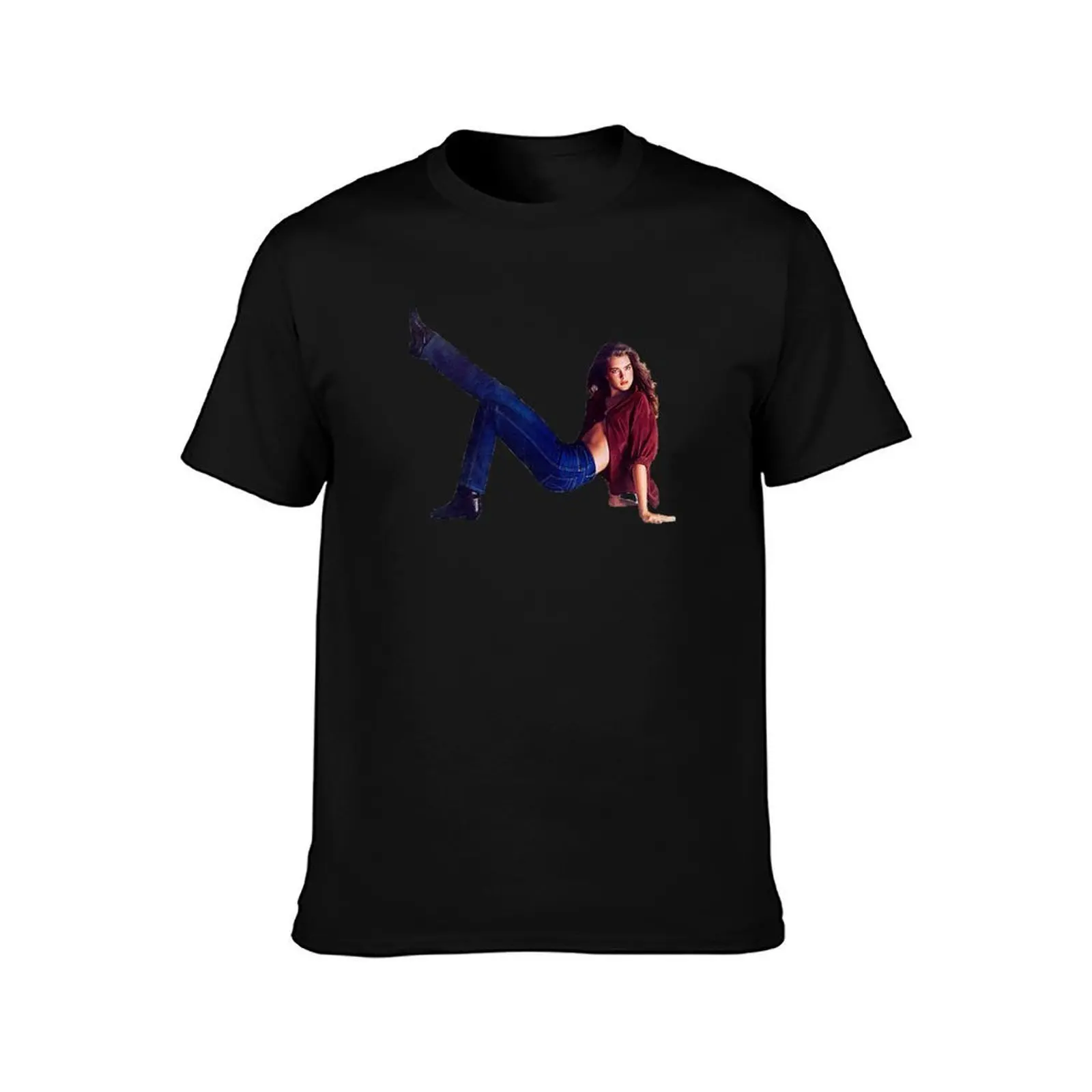 brooke shields T-Shirt, Summer Casual Cotton Tee, Oversized Streetwear Tops, Vintage Graphic Print, Loose Fit Short Sleeve