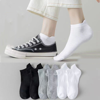 6Pairs High Quality Men Solid Color Socks Spring And Summer Thin Classic Simple Black And White Gray Sports And Ankle Socks