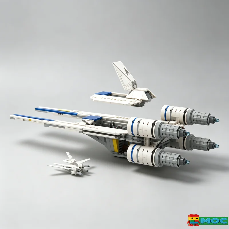 749PCS Sci Fi Interstellar Fighter Jet MOC Space Aircraft Building Blocks Model DIY Educational Assembly Toy For Birthday Gifts