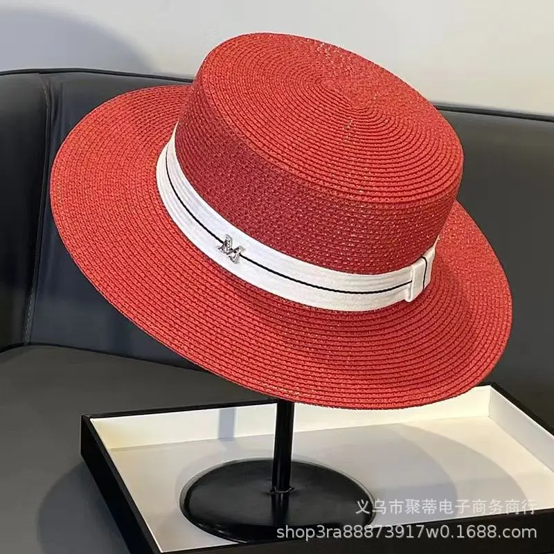 Summer New French Flat Top Straw Hat Summer Beach Hat Big Brim Shade Straw Hat Retro Hat Men And Women Universal Sun Hat