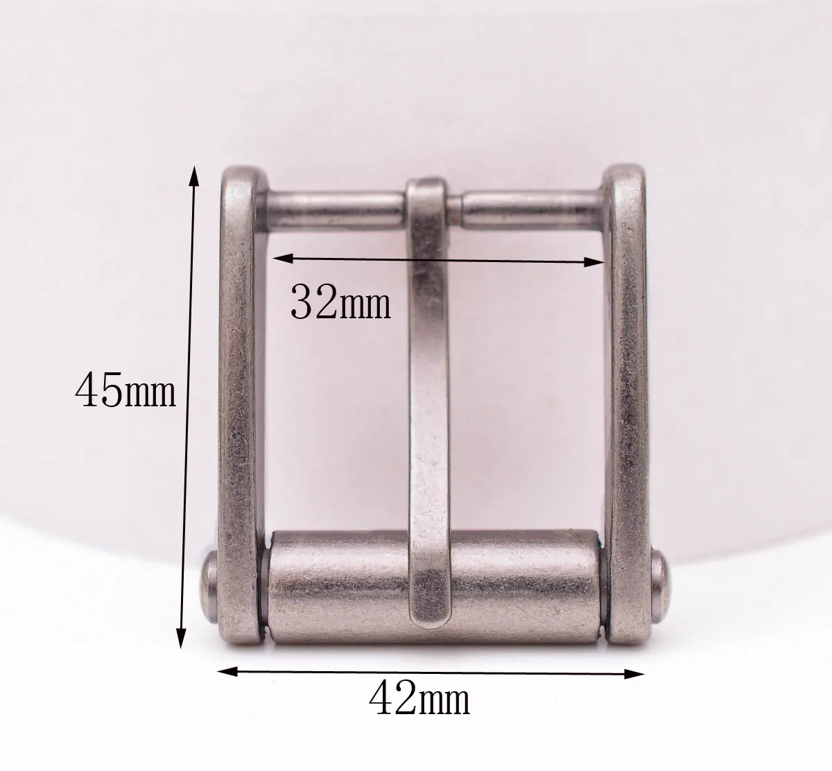 32Mm Novelty Heavy Mens Retro Solid Silver Single Prong End Bra Heel Bar Metal Roller Belt Buckle for Leathercraft