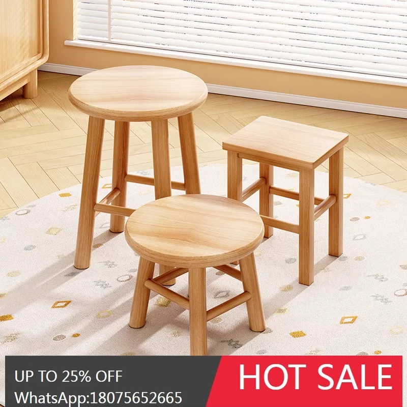 

SGF Home Low Stool Solid Wood Stackable Square Stool Simple Multifunctional Comfortable for Long Sitting