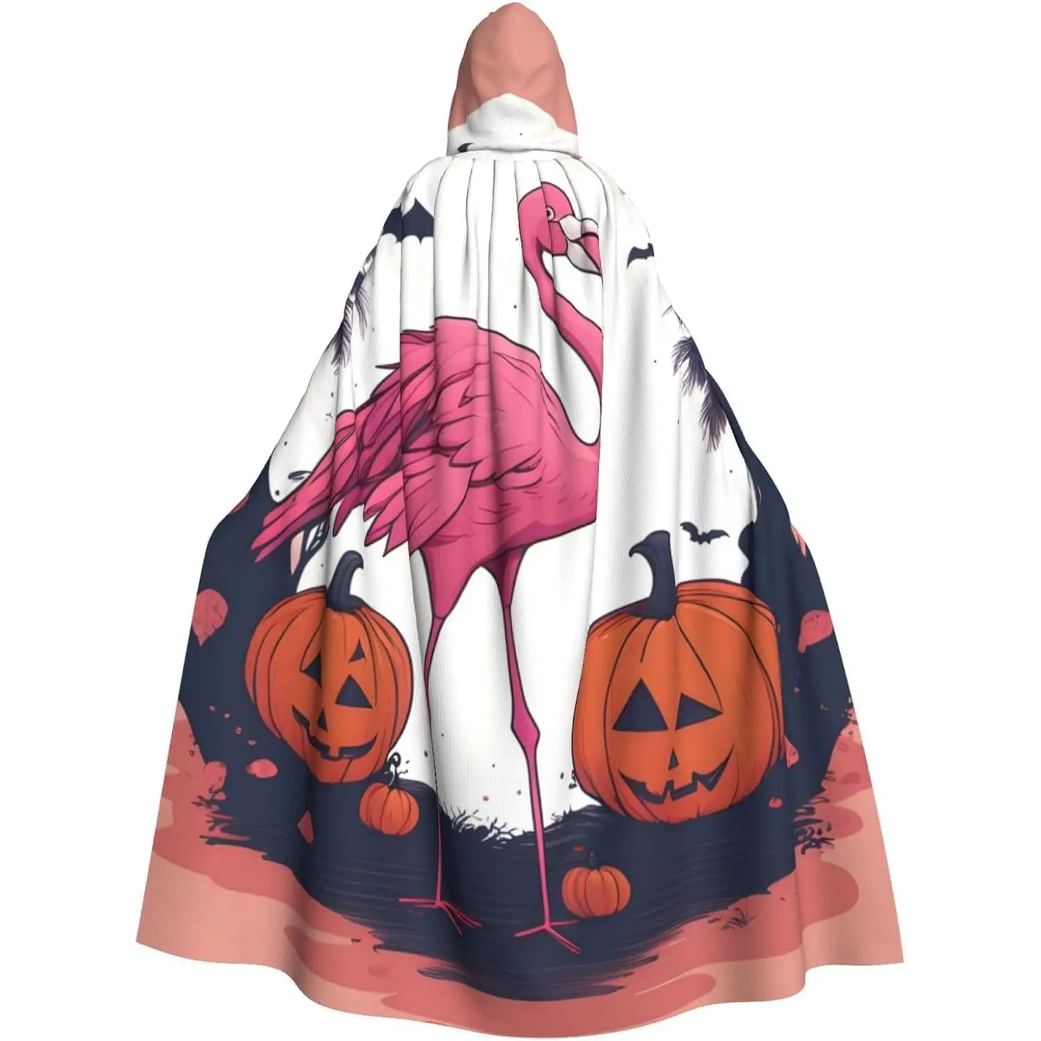 

Halloween Flamingo Prints Hooded Cloak for Halloween Role-Playing and Costume Parties Adult Men Women Christmas Cosplay