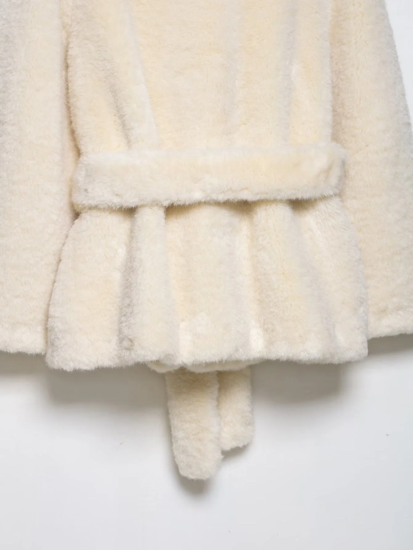 European and American style autumn new product women's plush lapel waist cinching short style faux fur effect coat jacket