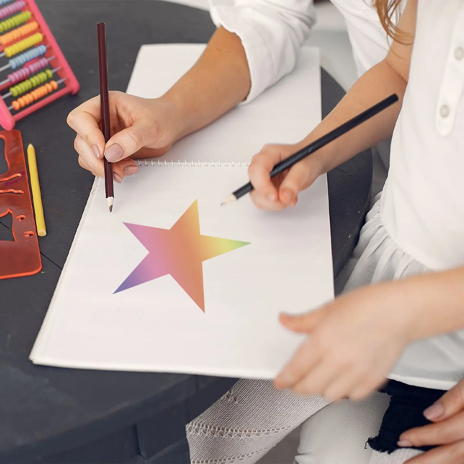 5 Pcs Pentagram Template Drawing Stencils Reusable Spraying Painting Classroom Pattern Safety Templates Craft PP Material