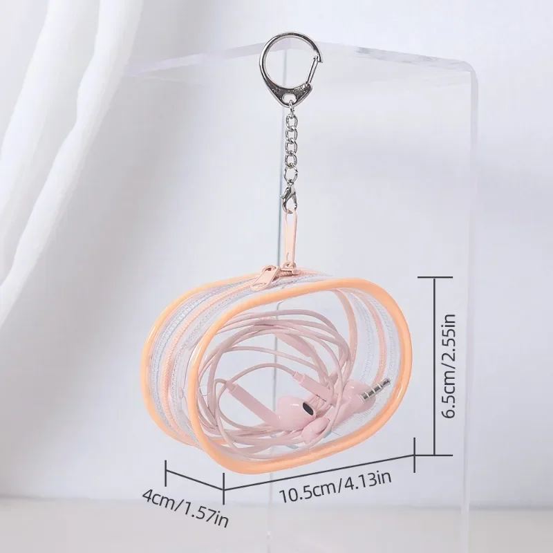 1 Piece Chic Transparent Cable Line Bag Minimalist Lipstick Earphone Storage Bag Small Portable Travel Keychain Coin Pouch