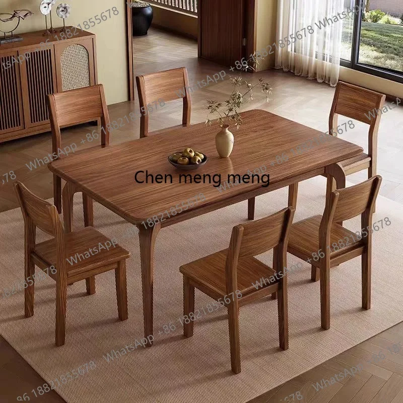 

new Chinese-style solid wood dining table modern simple small apartment living room dining table and chair combination