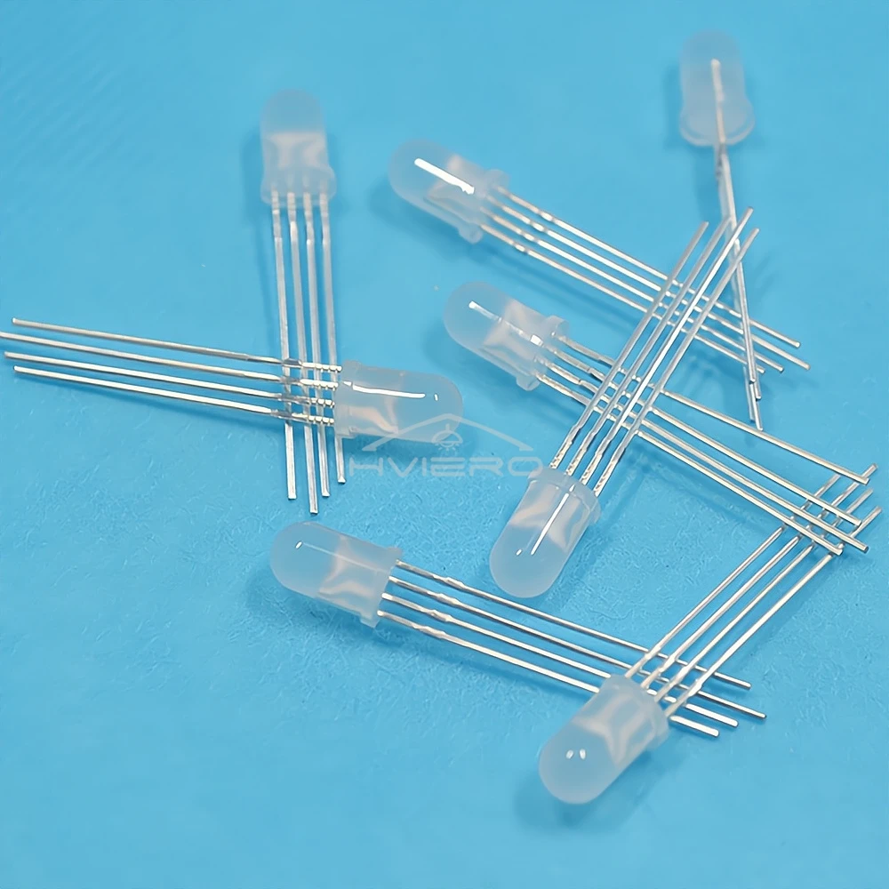 100/500/1000X RGB Light Tri-Color Common Cathode DIY Billboard Atmosphere Bulbs Emitting Diodes LED 5mm Round 4pin Diffused Lamp