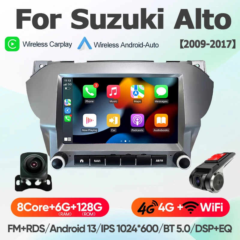 Voor Suzuki Alto 2009 - 2016 Nissan Pixo 4G+WiFi Android 13 draadloze CarPlay autoradio multimediasysteem navigatie BT radio