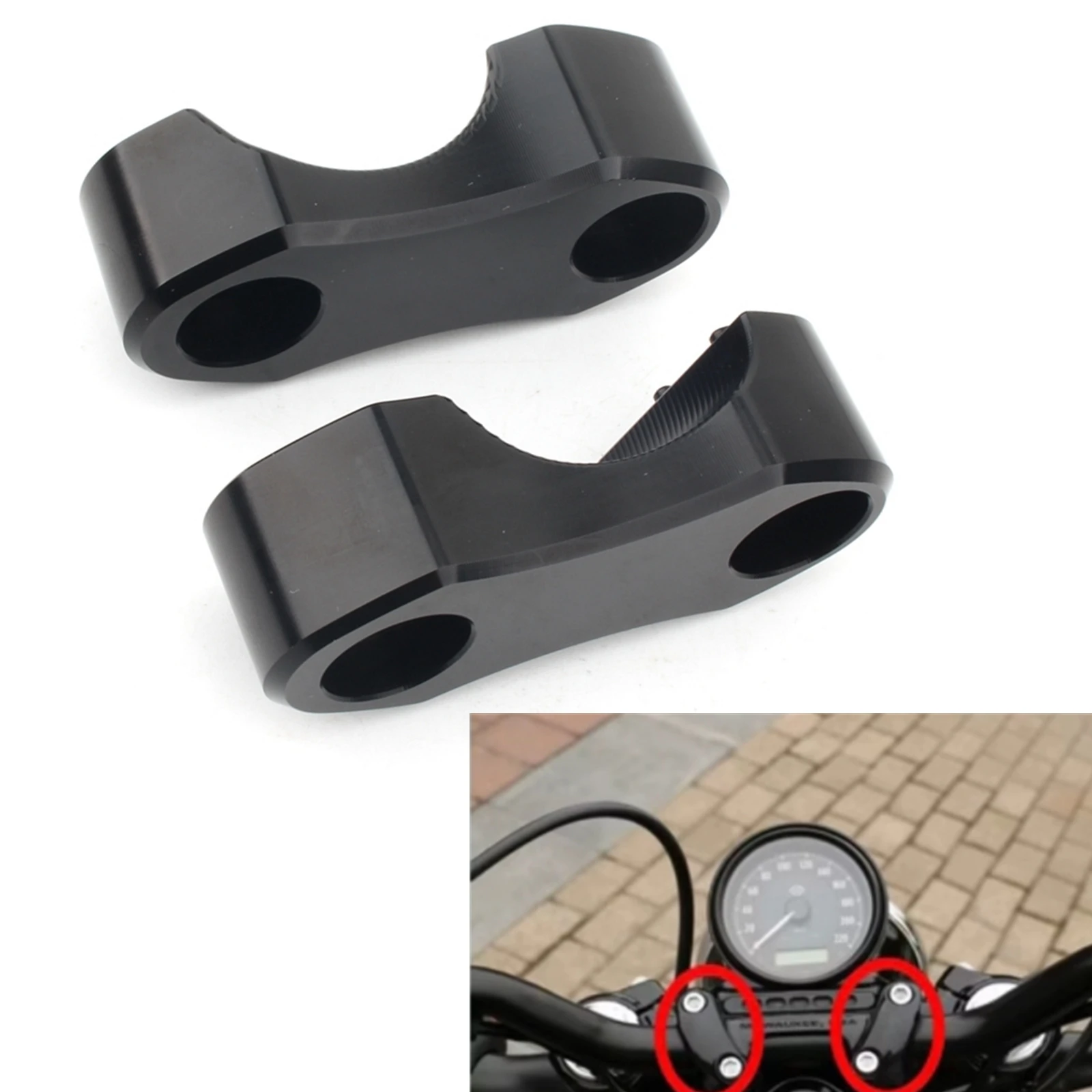 Motorcycle Handlebar Riser Top Clamp Kit For Harley Sportster 883 Softail Dyna Street Bob FXD Wide Glide Night Train Low Rider