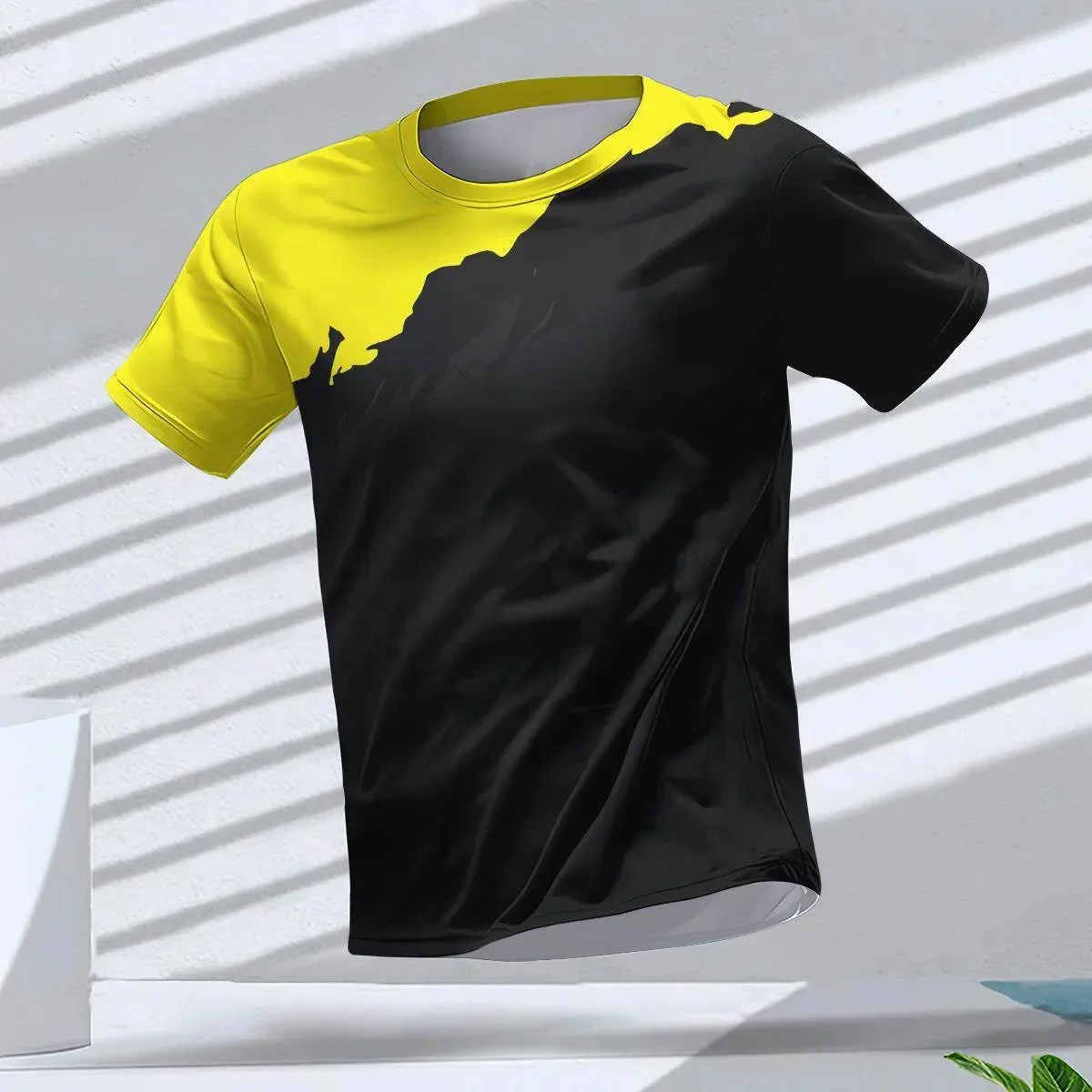 3D-Gedrucktes Lauf-T-Shirt mit Schnelltrocknungsfunktion und Atmungsaktivität für Männer und Frauen, Outdoor-Fitness-Training Rundhals-Kurzarm-Shirt für die Familie – Detail 8