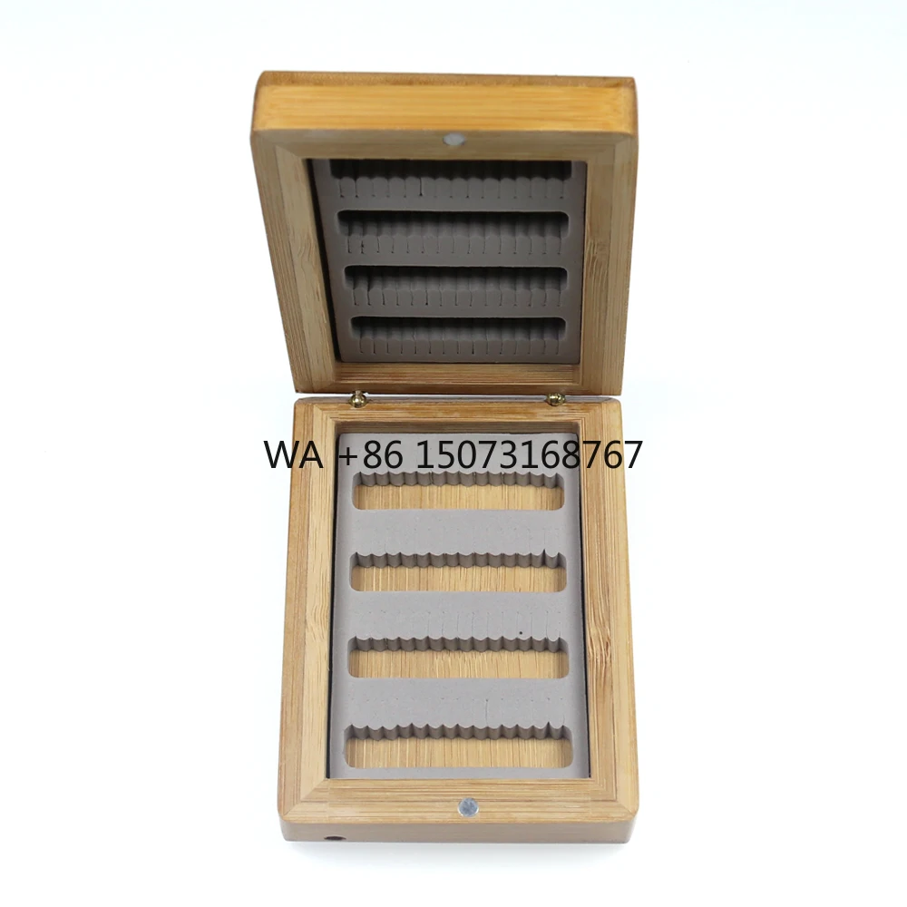 

Small Bamboo Made Fishing Fly Box Nymph Fly Case Gift Case Double Faced Pocket Fly Cases 98mmX70mmX30mm