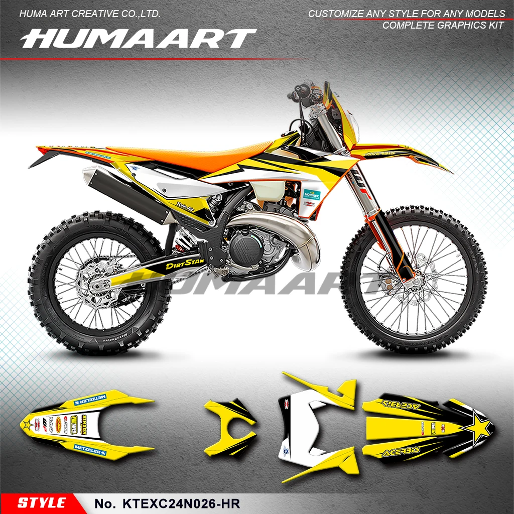 HUMAART Motorcycle Graphics Racing Sticker for KTM 150 250 300 350 450 500 EXC EXC-F XC-W XCW XCF-W 2024 2025,  KTEXC24N026-HR