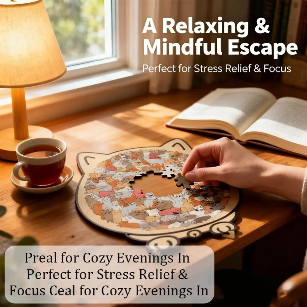 Novo quebra-cabeça em forma de gato colorido morandi de 135 peças com moldura de silhueta de gato macaron cor corte peças de gato ornamentos de quebra-cabeça de gato