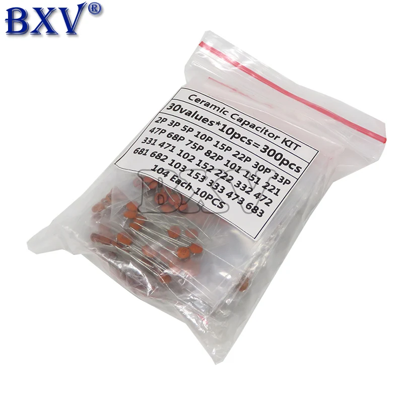 

300PCS Ceramic Capacitor 2PF-0.1UF,30 ValuesX10pcs=300pcs,Electronic Components Package,ceramic Capacitor Assorted Kit