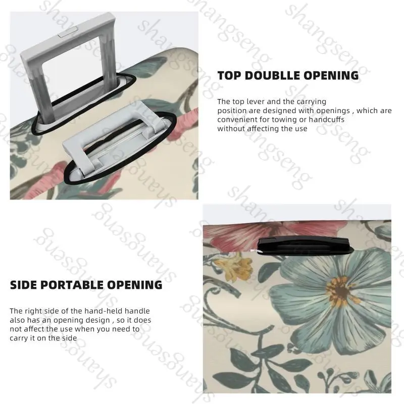 حقيبة واقية لحقيبة السفر فلاور ريترو، غطاء حقيبة السفر، حماية مرنة، غطاء أمتعة قابل للغسل، 18-32 بوصة #3