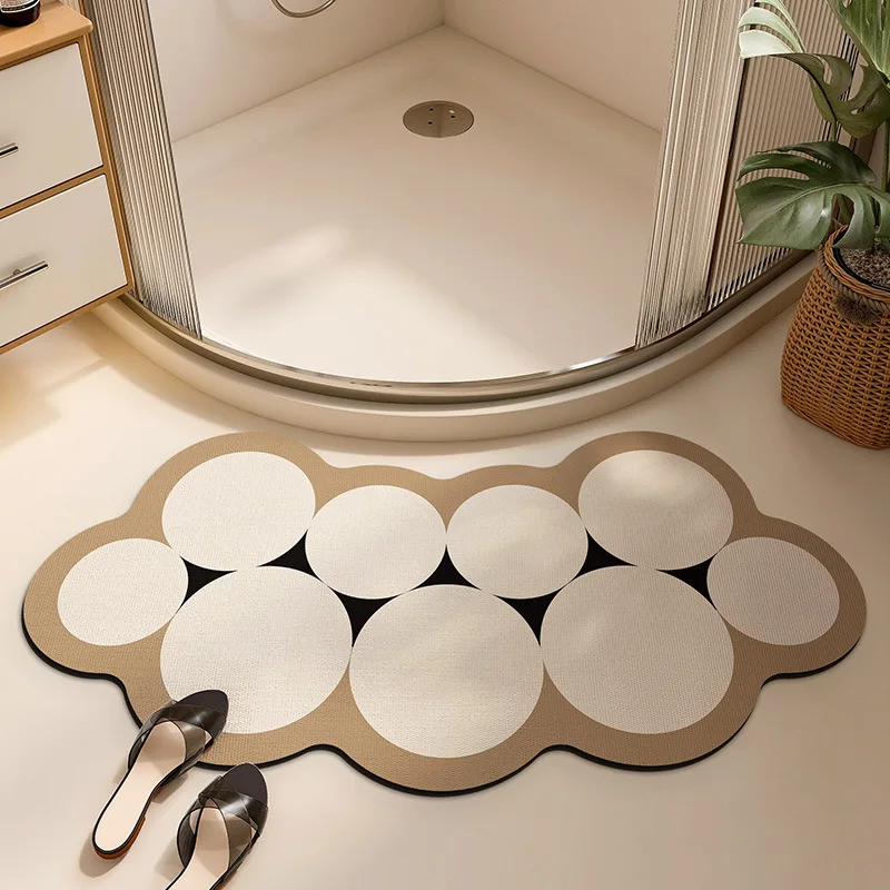 Fan Shape Toilet Bathroom Rug Shower Mat Anti-slip Diatom Mud Mat Entrance Carpet Anti-slip Curved Floor Mat