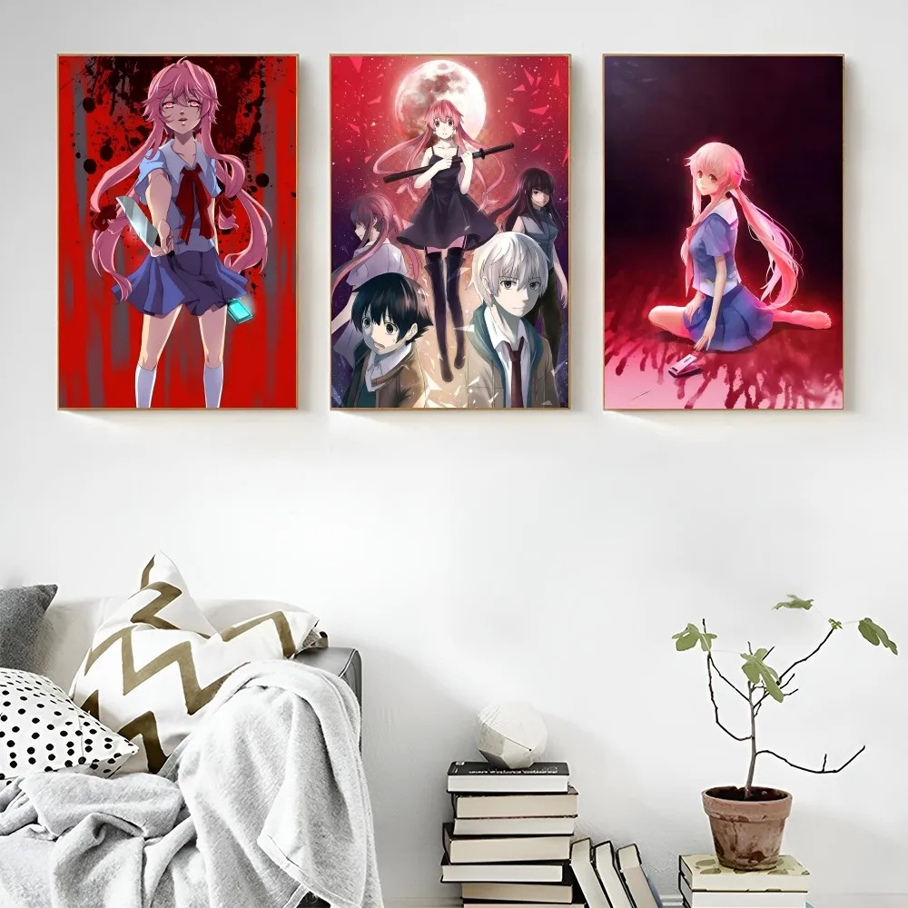 1PC The Future Diary Poster Self-adhesive Art Waterproof Paper Sticker Coffee House Bar Room Wall Decor