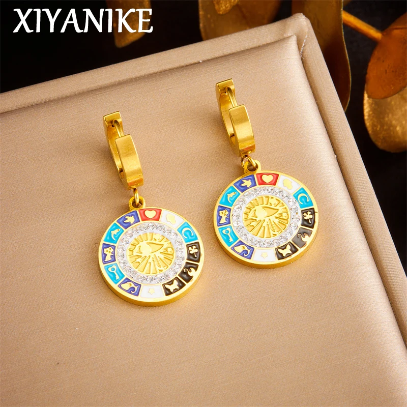 XIYANIKE 316L Stainless Steel Gold Color Round Eye Hoop Earrings For Women Fashion Waterproof Earrings Jewelry Party Gift Aretes