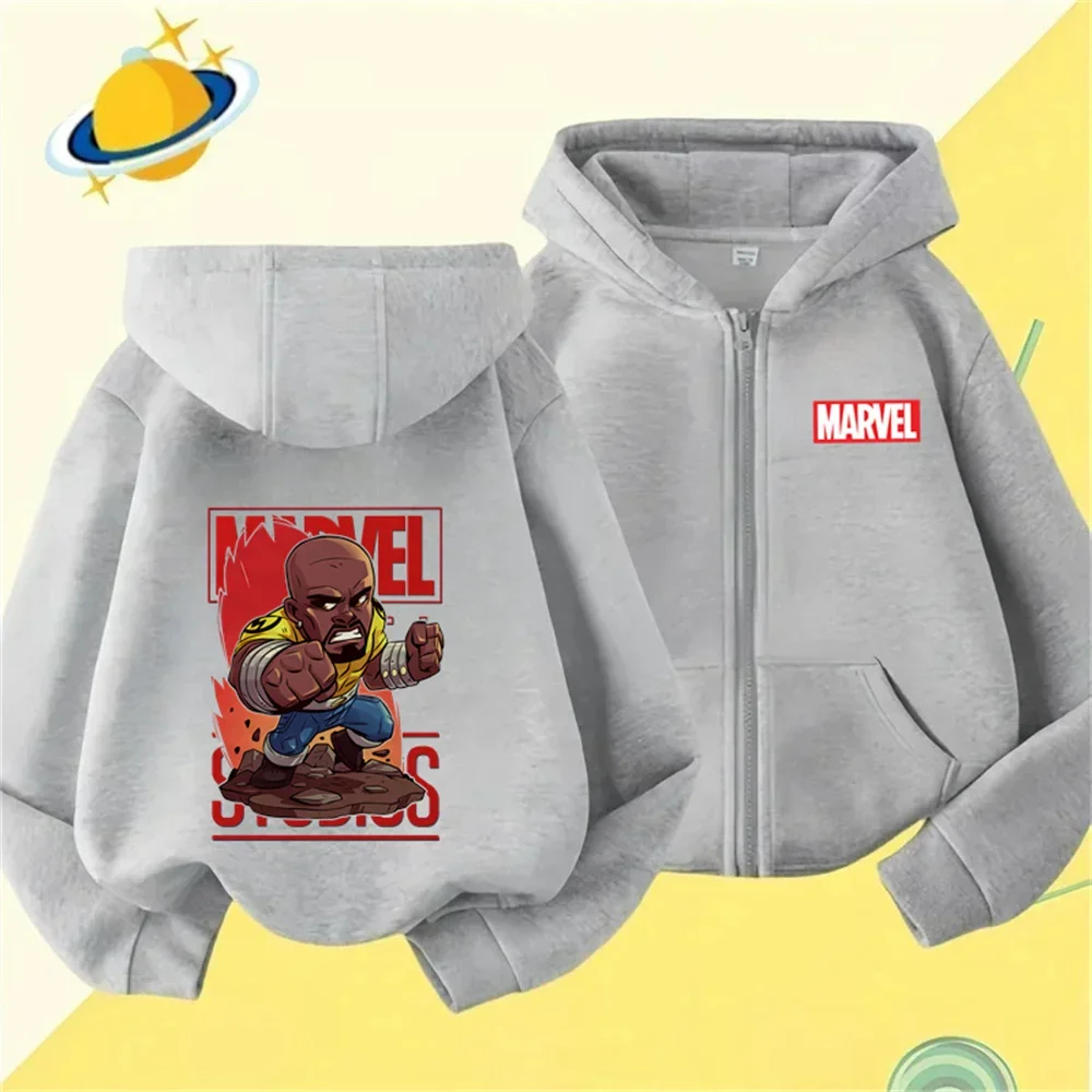 

Marvel Animation Children's Sports Brand Hoodie Boys and Girls Fashion Outdoor Zipper Shirt Spring and Autumn Warm Printed Top