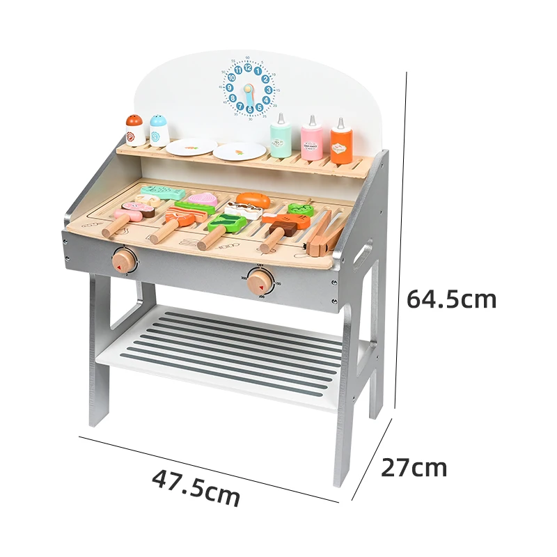 Children's barbecue table wooden kitchen toys play house simulation BBQ grill children's educational toys