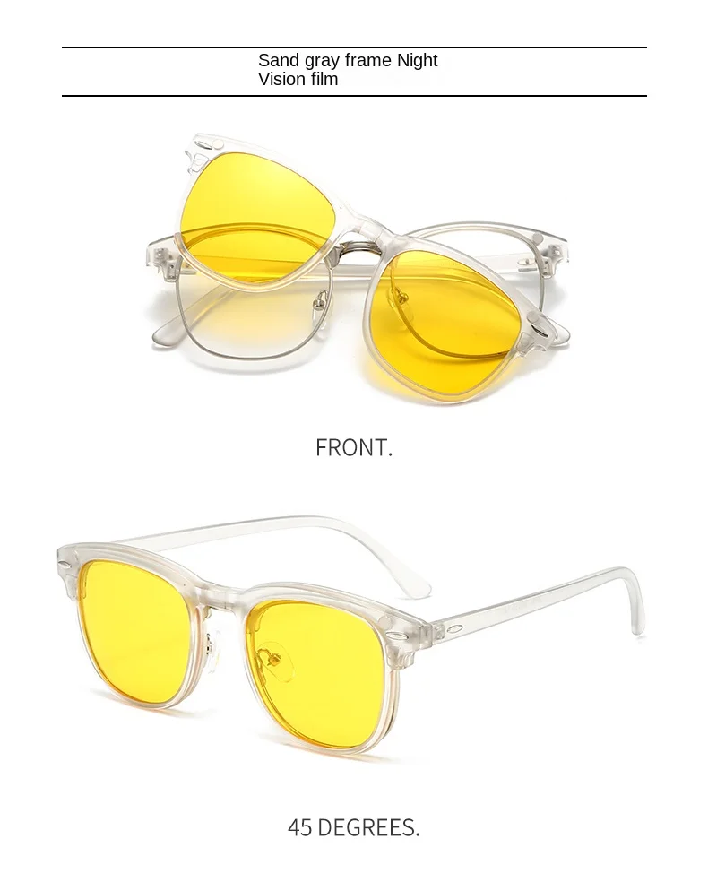 VCKA 6-in-1 Myopie-Polarisierte Sonnenbrille, transparenter grauer Rahmen, für Männer und Frauen, Clip-Magnetbrille, individuelle optische Brille, -0,5 bis -10 – Detail 15