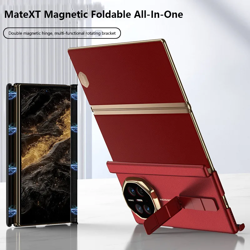 

Магнитный складной кожаный чехол для Huawei Mate XTs Ultimate, магнитная защитная подставка с двойными шарнирами для Huawei Mate XT Ultimate