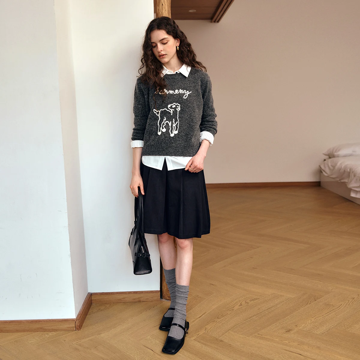 OLrain-suéteres informales para mujer, novedad de Otoño de 2025, jersey de Jacquard, Tops tejidos de manga larga para ir al trabajo francés, O57QM001252