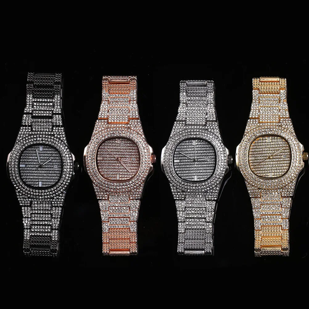 كوارتز الزركون حزام حجر الراين ساعة اليد الرجالية تصميم عصري أنيق هدية مثالية للمناسبات الخاصة #1