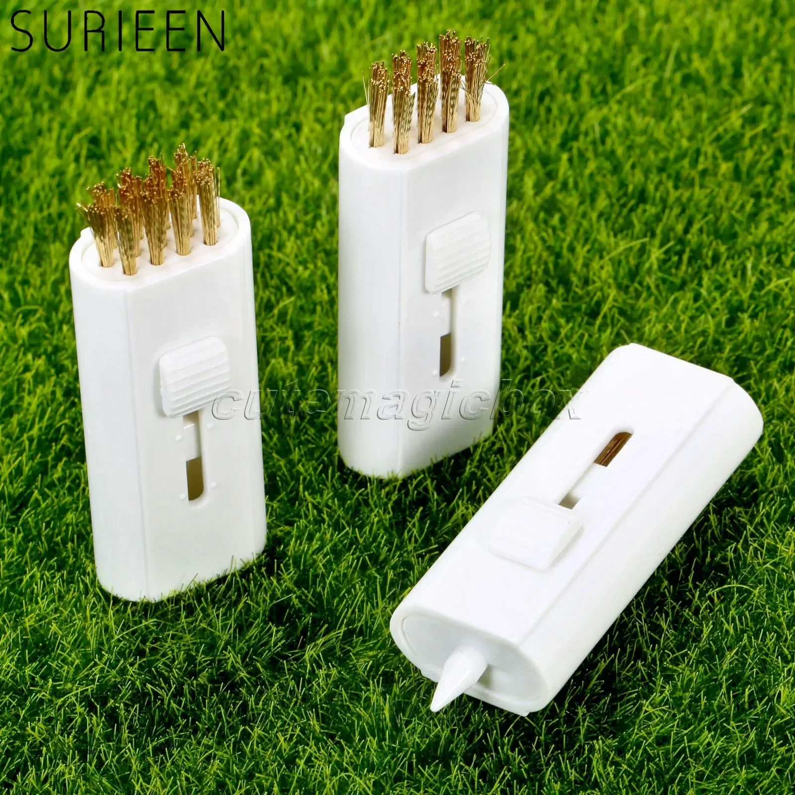 3Pcs White Brass Retractable Steel Wire Golf Iron Club Bristle Brush Groove Cleaner Kit Double Side Golf Cleaning Brushes Tool