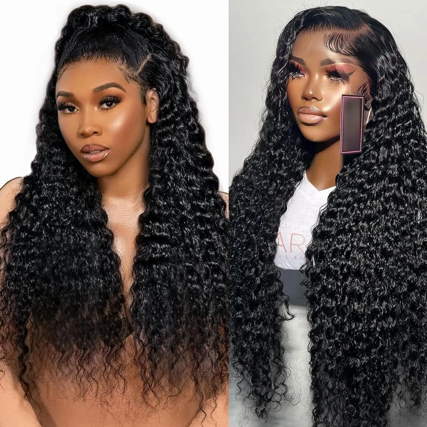 Deep Wave Human Hair Wigs 13x6 Transparent Lace Frontal Wigs 200% Density, 3 Days Delivery