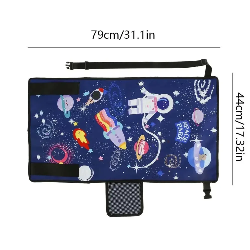 Washable Cartoon Pattern Trip Airplane Bed Solid Color Ox Cloth Hammock Rectangle Seat Extender Kids