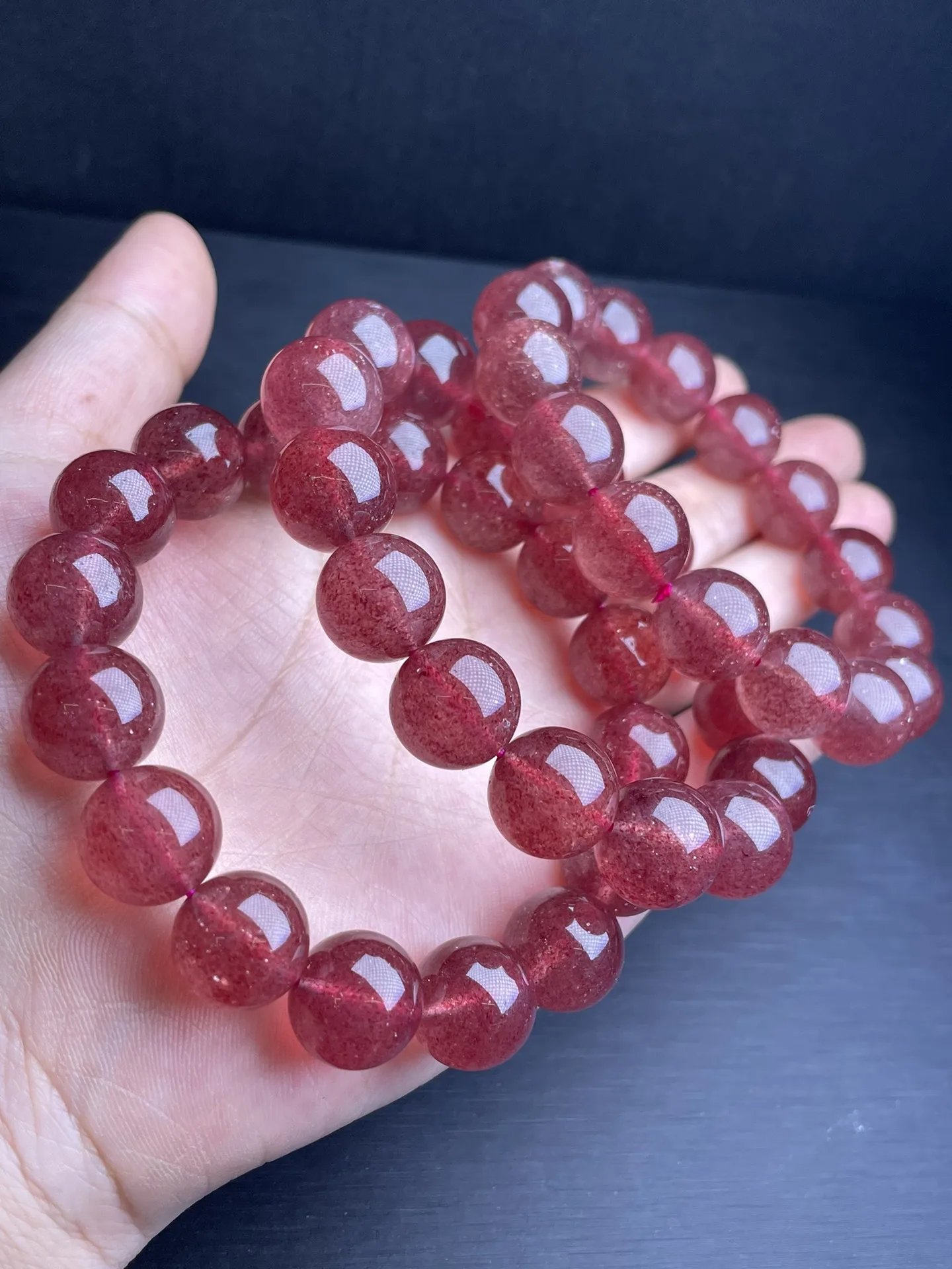 14MM Natural Red Strawberry Quartz Bracelet Wholesale Design Stretch Polychrome Handmade Beads Healing Women Jewelry Gift 1pcs