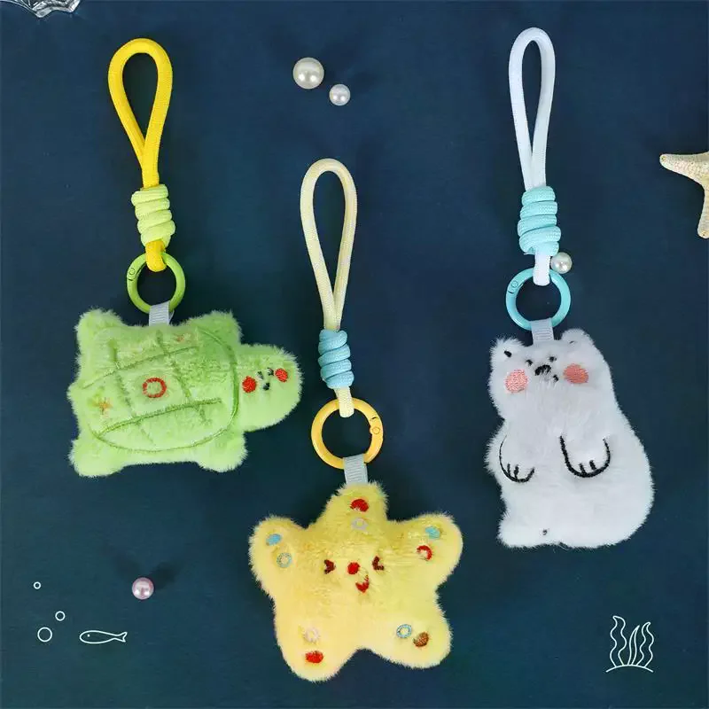 Lindo Animal del océano muñeco de peluche mascota juguetes de peluche llavero colgante cordón bolsa adornos colgantes mochila encanto llavero regalo para niños