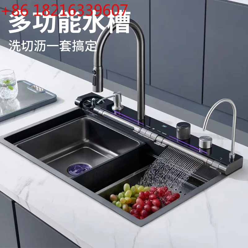 

Кухонная мойка из нержавеющей стали 304 с водопадным смесителем и функцией дождевого душа