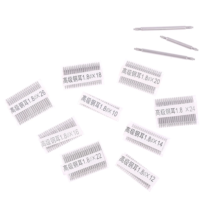 20PCS Silver Metal 10-26mm Strap Link Pin Accessories 1.8MM Watchbands Repair Tool Stainless Steel Spring Bar