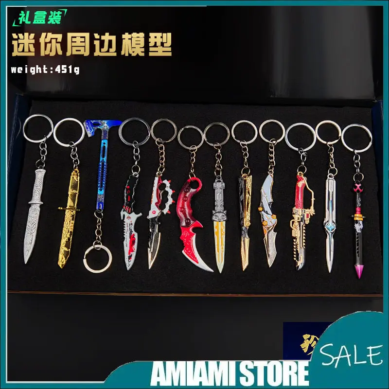 

9cm Delta Force Game Peripherals Metal Craft Weapons Model Keychain Backpack Key Metal Pendant Model Gift Box Set Toy