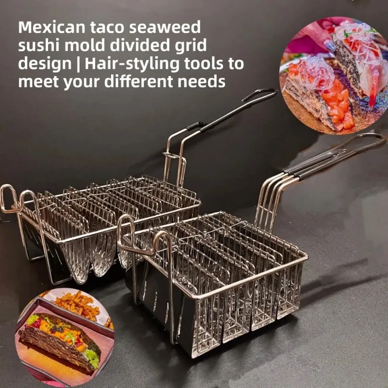 Molde creativo para tacos de sushi de algas marinas, forma de tortilla, cesta para freír en forma de V, clip para maíz, soporte para tacos y panqueques