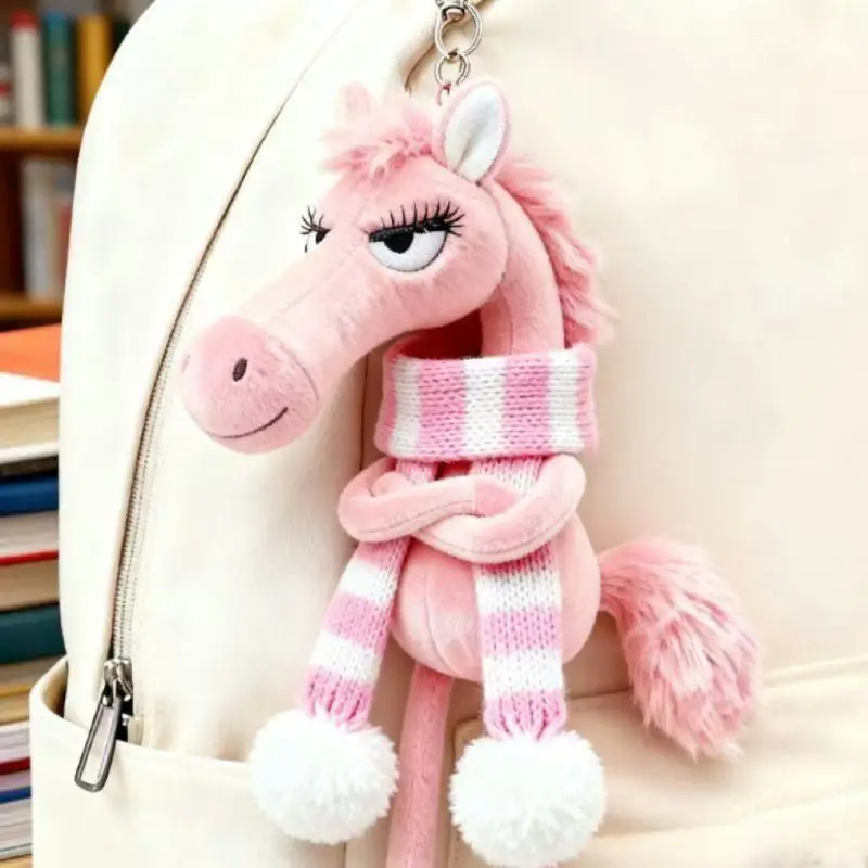 2026 New Year of The Horse Plush Toy Bag Charm Pendant Cute Black Horse Doll Creative Ornament Lucky Mascot Xmas Christmas Gifts