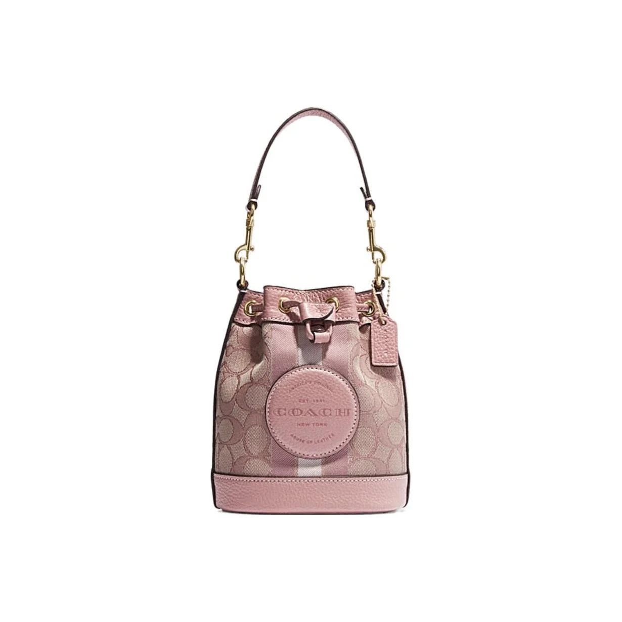 COACH Dempsey Coated Canvas With Pebbled Leather Bucket Bag Handbag Mini Women's Smoky Rose Pink C8322-IMS5I