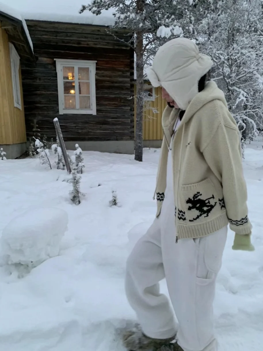 الرجعية بارنيت ثمانية الحليب سترة مقنعين التزلج سستة مفتوحة سترة المرأة أعلى خمر Sle تخفيف الصوفية طول منتظم