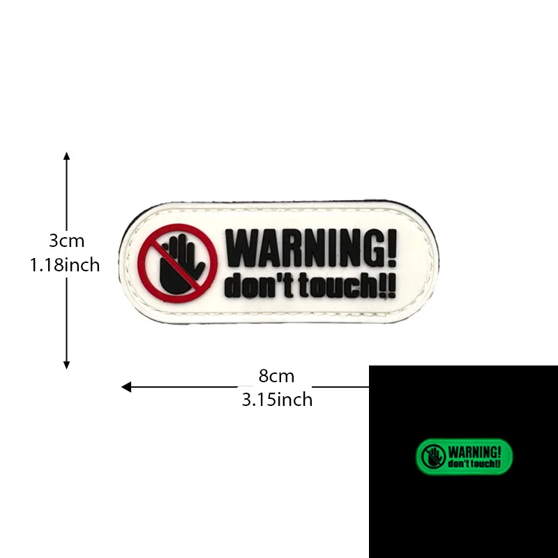 WARNING Tactical PVC Patch for Clothes Morale Badge Don't Touch Armband Hook and Loop Patches Backpack Accessories Stickers