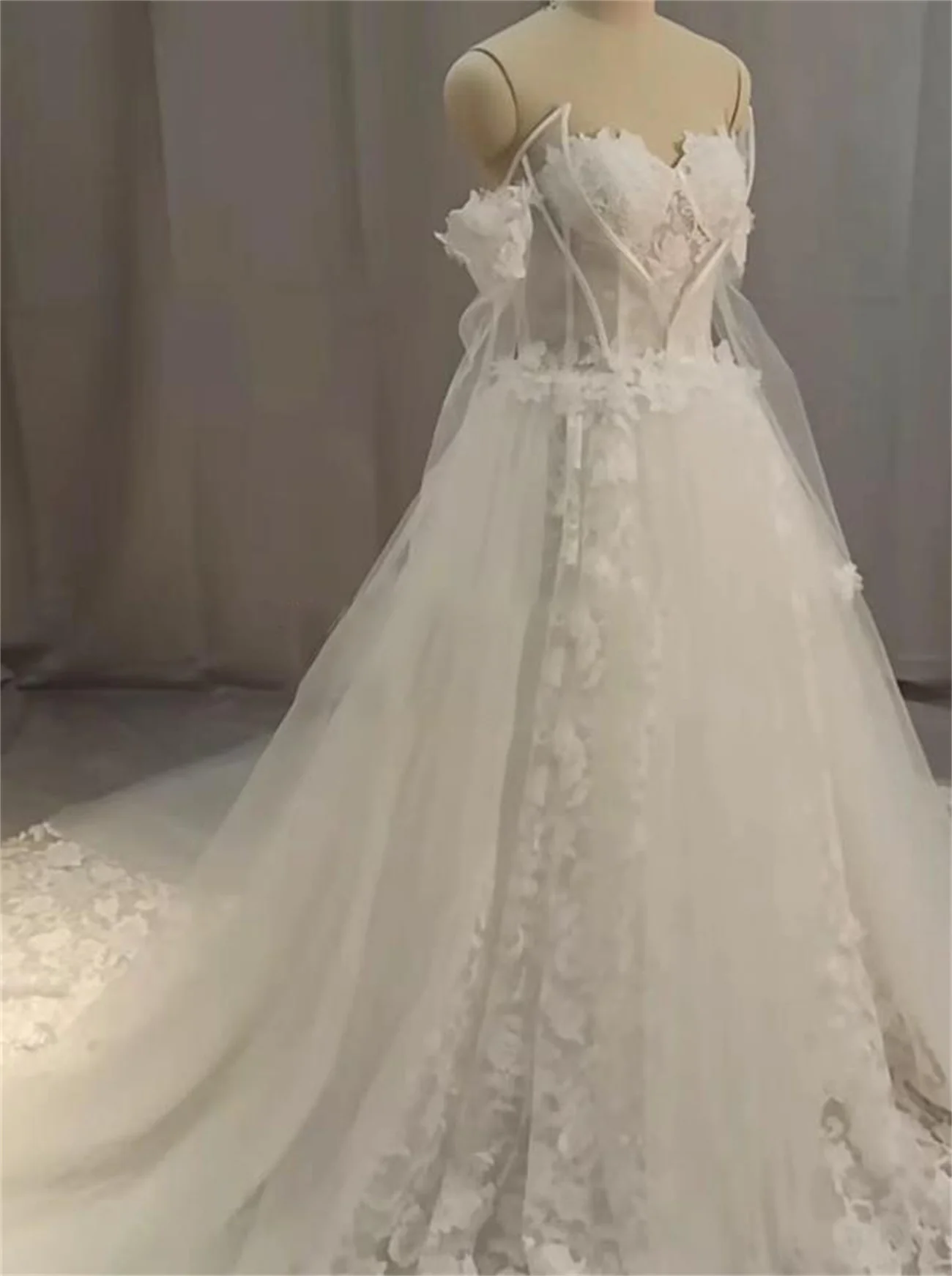 Robe De mariée luxueuse De forme trapèze, De couleur unie, avec des appliques De perles, longueur au sol, 2023